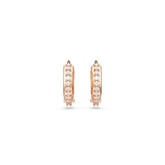 Matrix hoop earrings, Round cut, White, Rose gold-tone plated